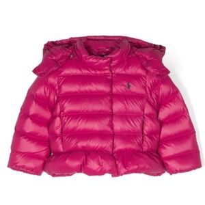 Polo Ralph Lauren Pink Duck Down Puffer Peplum Jacket